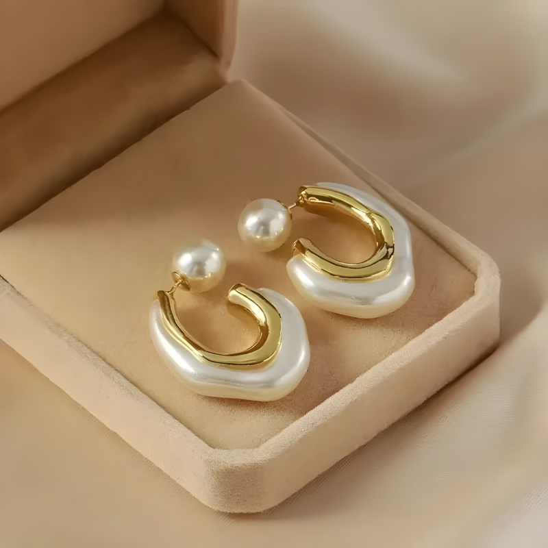 Elegant Irregular C-Shape Pearl Earrings – Eudora