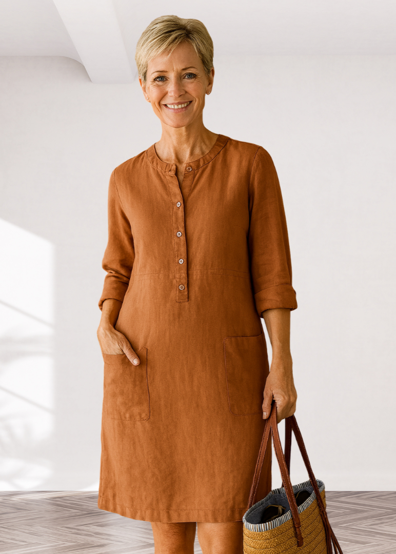 Casual Comfort Button Shirt Dress