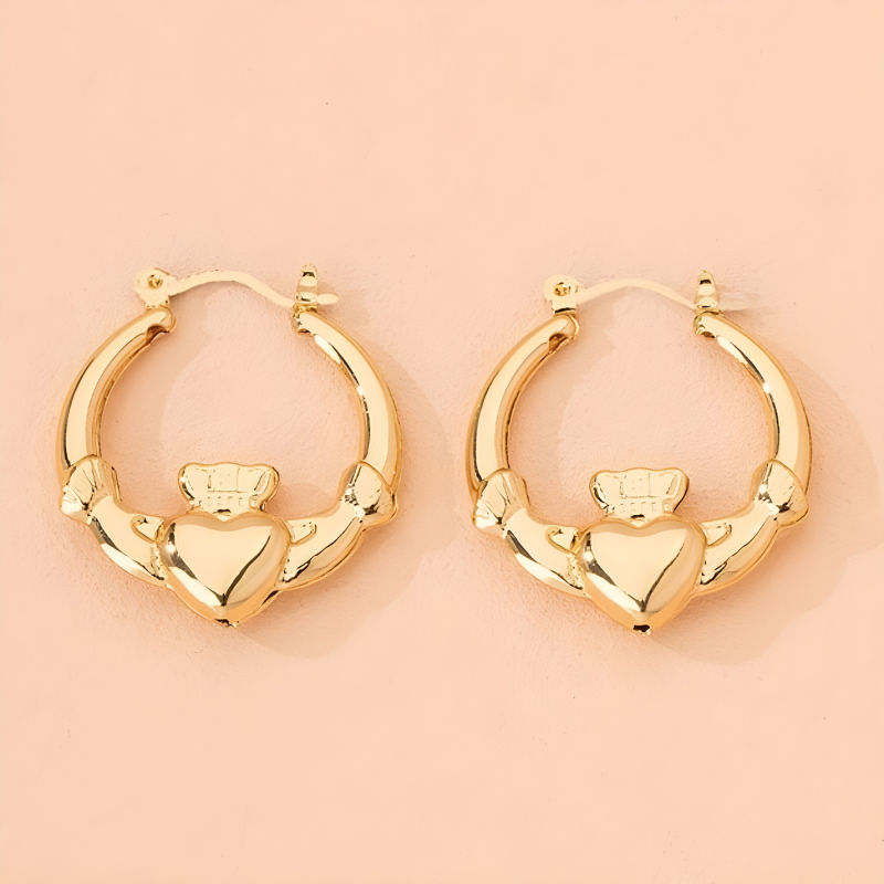 Geometric Heart-Shaped Hoop Earrings – Romy