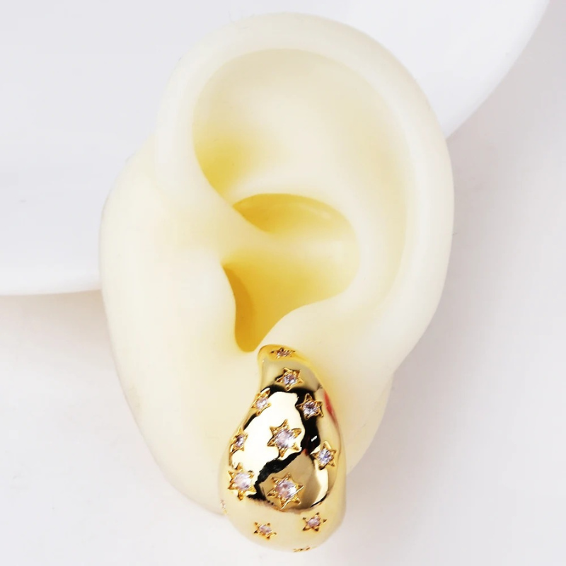 Chic Elegant Drop-Shaped Earrings with Star Zircon Studs - Eugenia