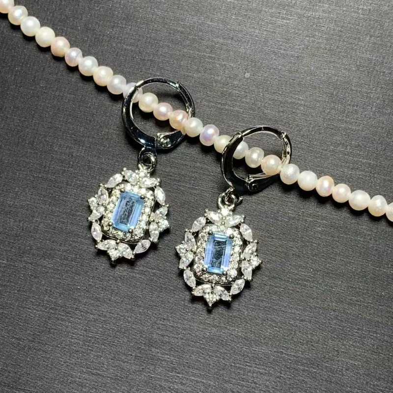 Stylish Aquamarine Crystal Hoop Earrings - Elegant Janeke Design