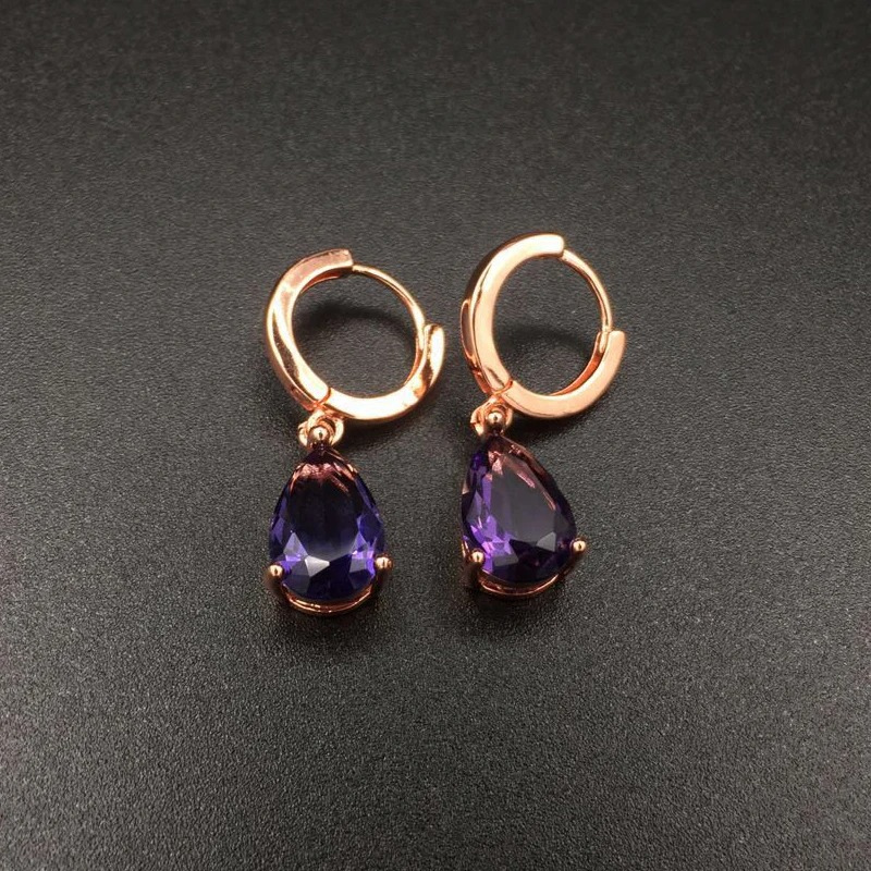 Stylish Purple Amethyst Drop Earrings - Letha