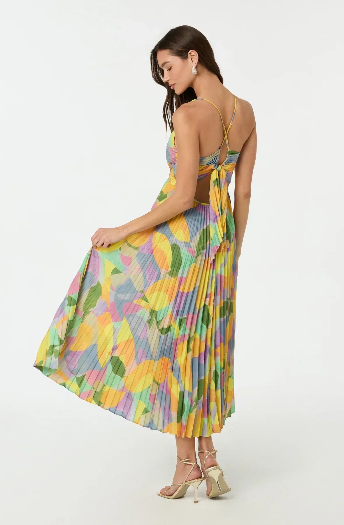 Amara Flowers Pleated Midi Dress