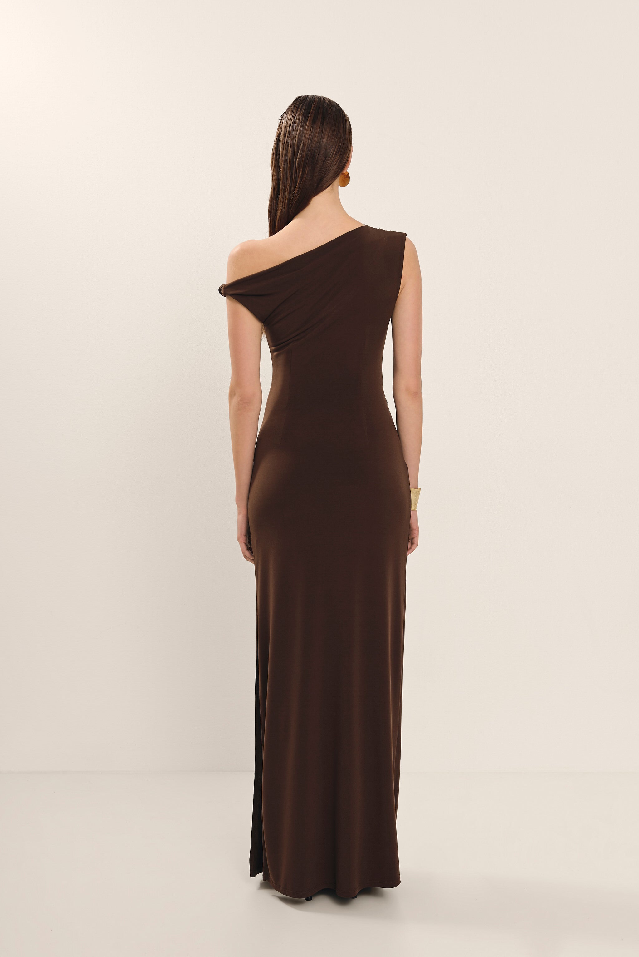 Almira Brown Satin Knit Dress