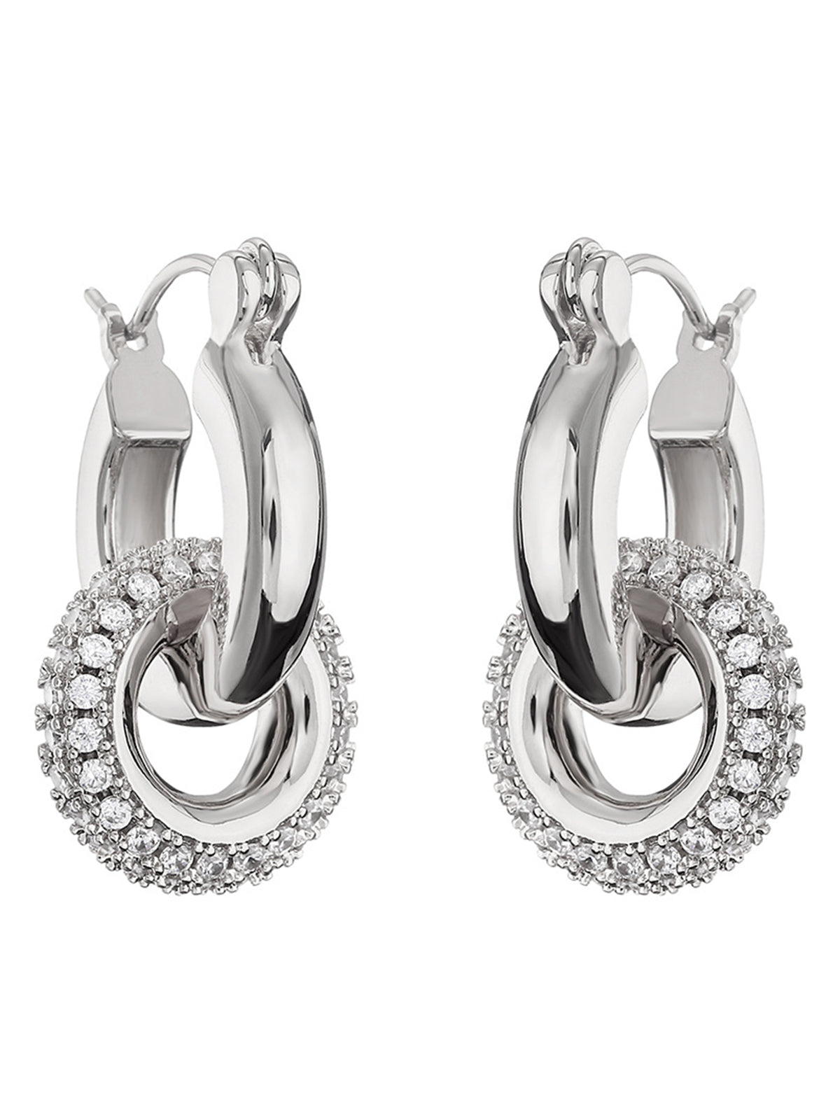 Golden Hoop Earrings with Double Ring – Elegant & Timeless