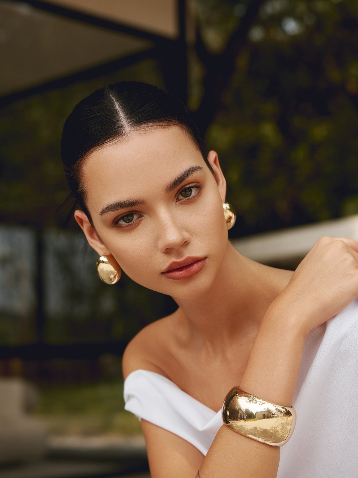 Wide Gold-Colored Bracelet – Statement Cuff for Women