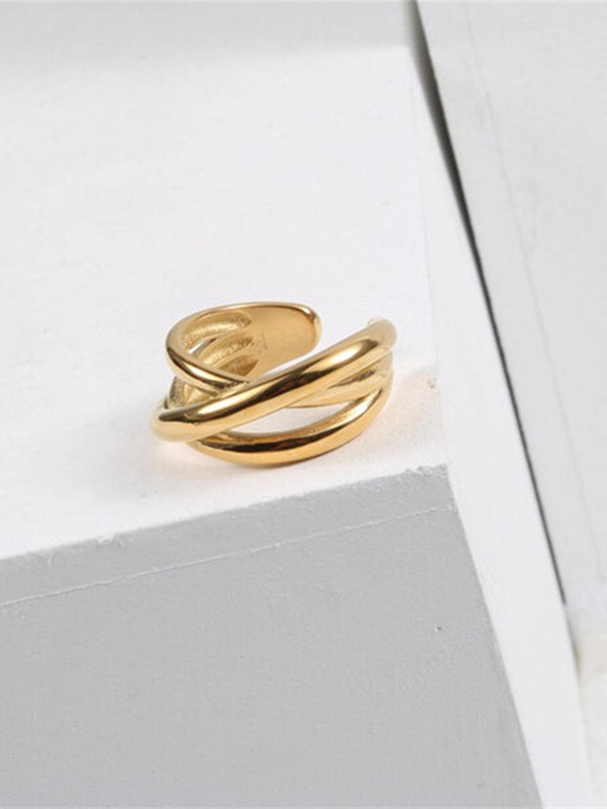 Gold ring with multiple layers in a classic style for a timeless look