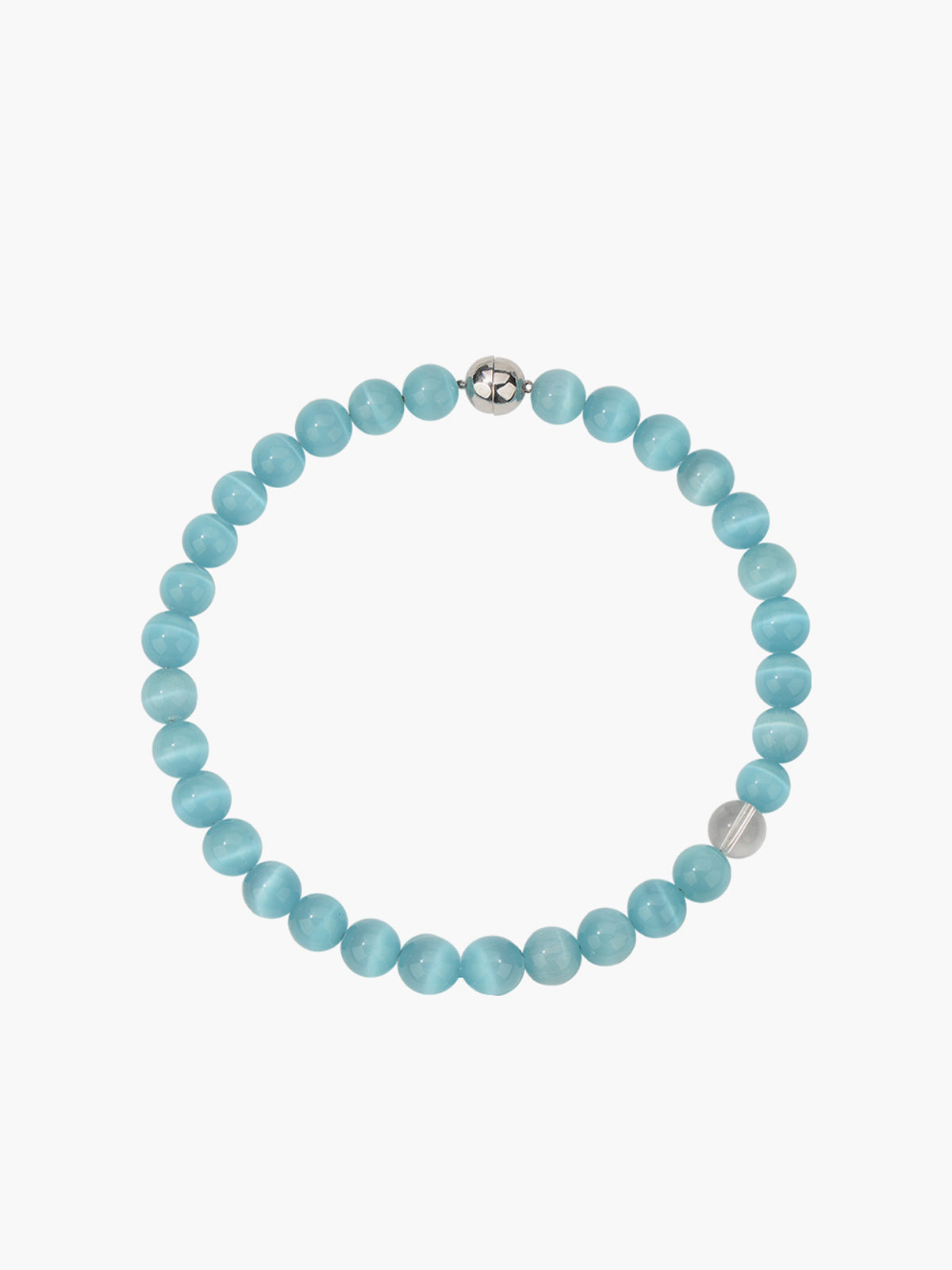 Complete your style with the elegant blue cat's eye stone and bead necklace