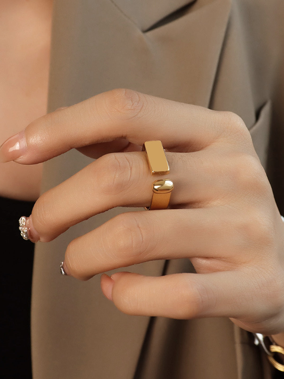 Elegant in Simplicity: Geometric Gold Open Ring