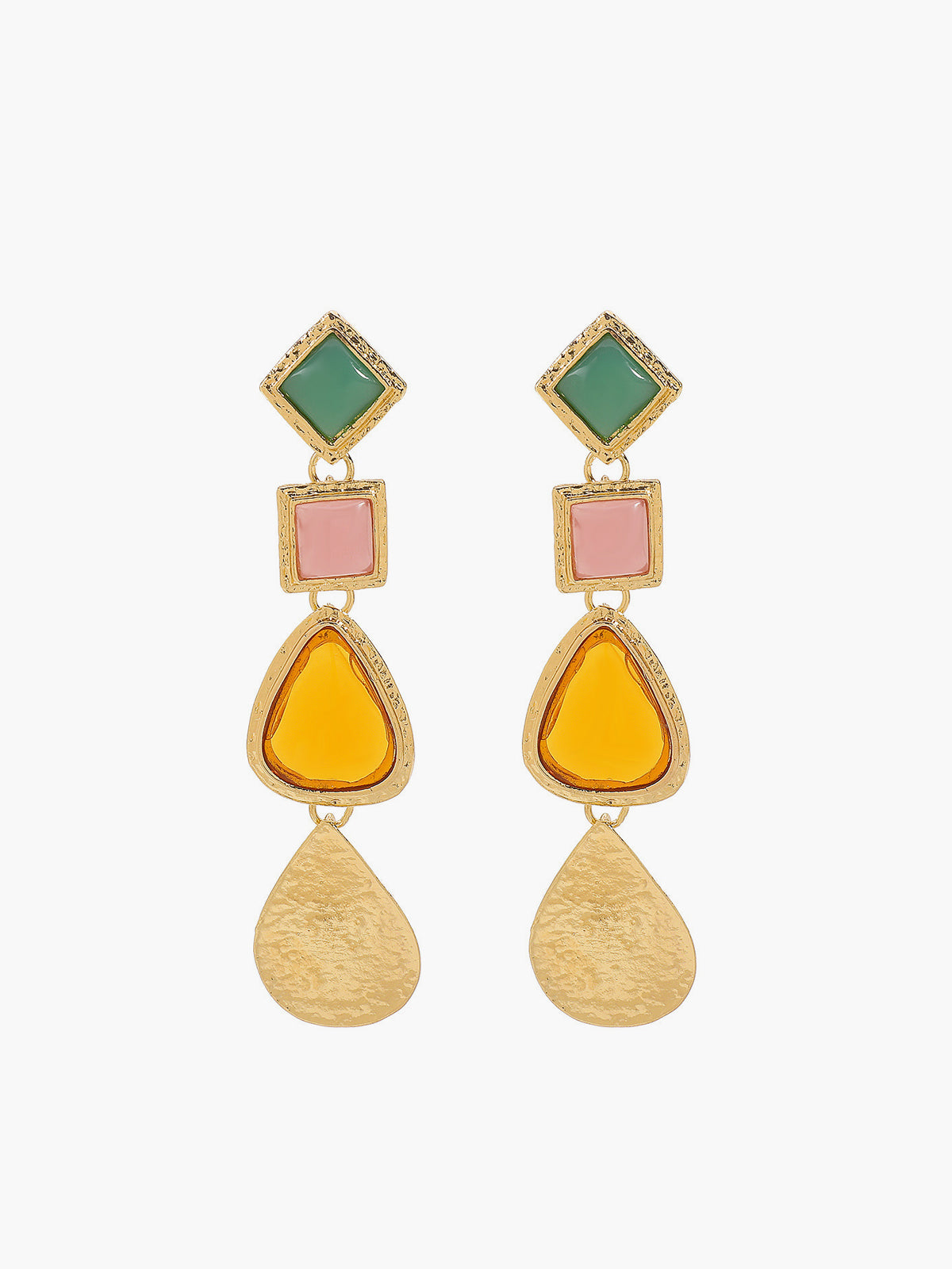 Vintage geometric resin earrings with elegant droplet