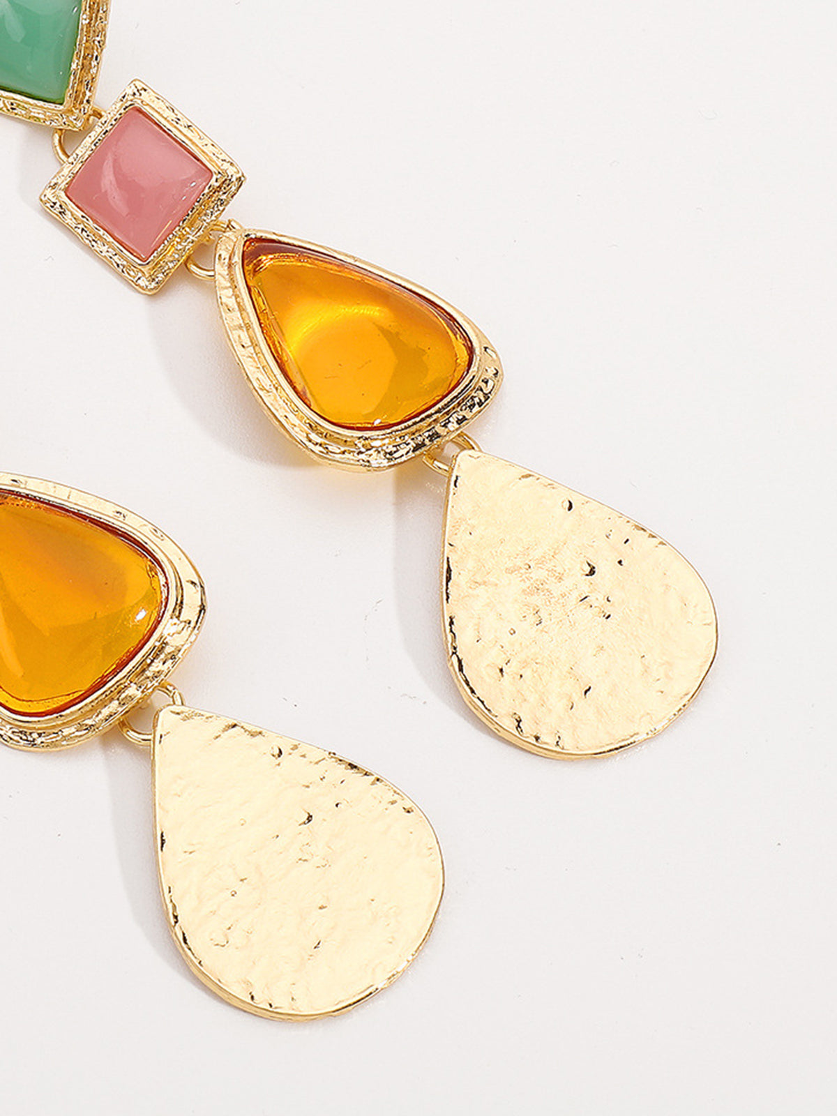 Vintage geometric resin earrings with elegant droplet