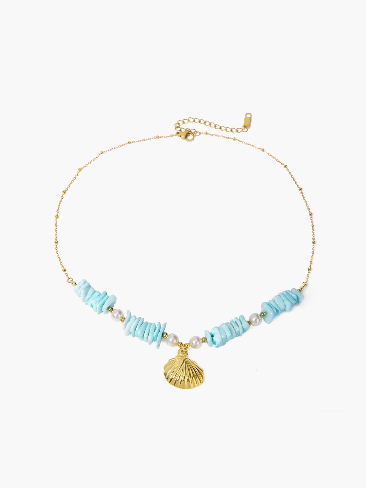 Zeegroene Pearlescent Shell Treasure - Elegant and Unique Necklace