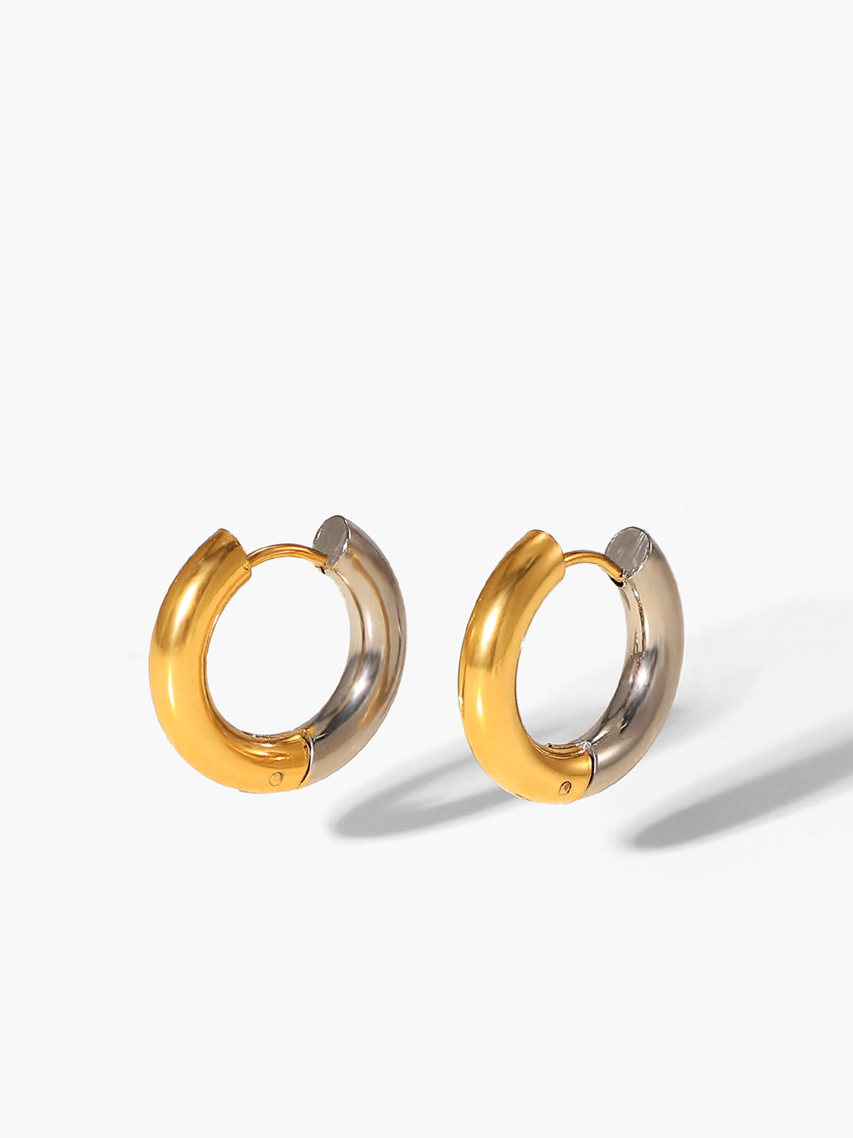 Two-tone stainless steel harness earrings