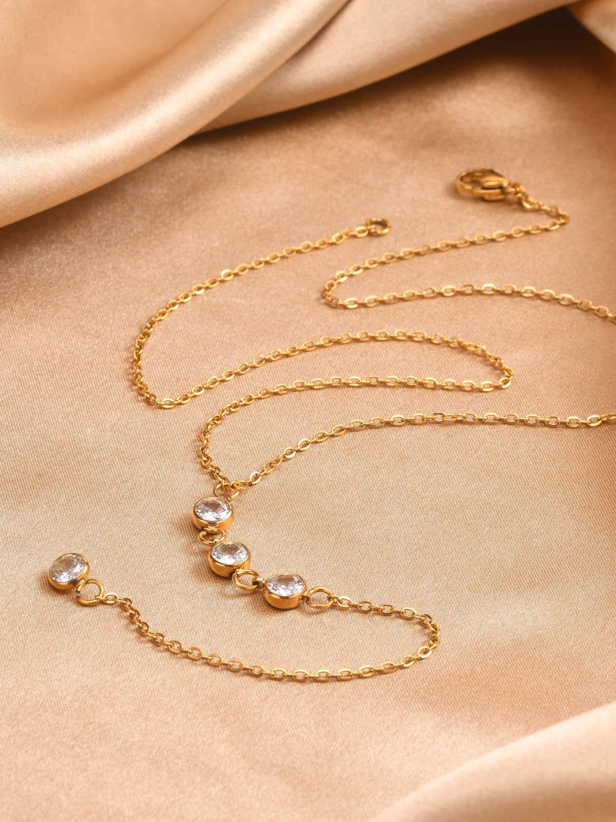 Rhinestone Lariat Dangle Necklace