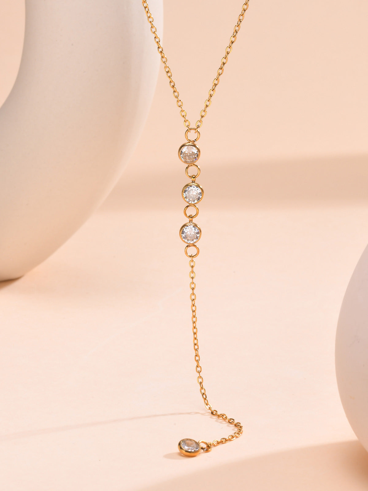 Rhinestone Lariat Dangle Necklace