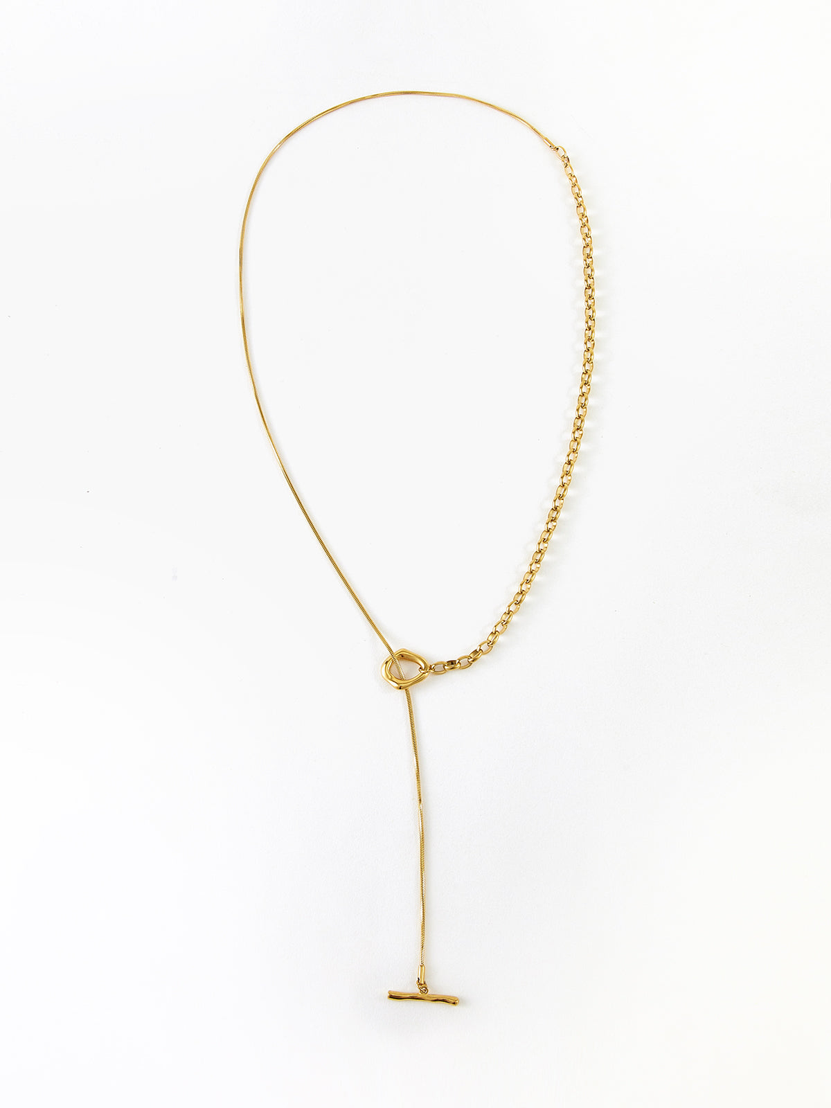 Elegant Y-necklace with lariat in gold