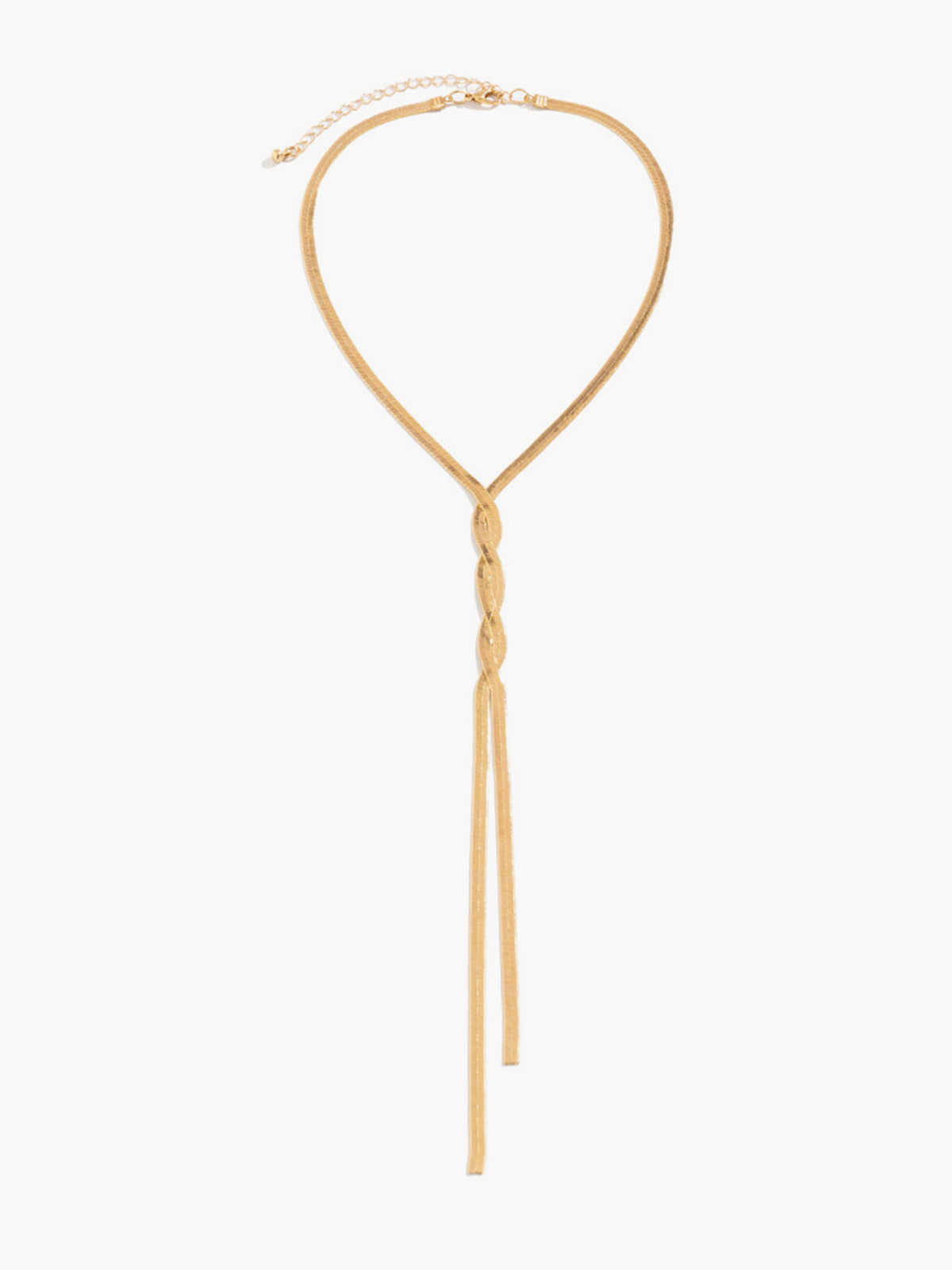 Golden Snake Chain with Twist Clasp Tassel Necklace