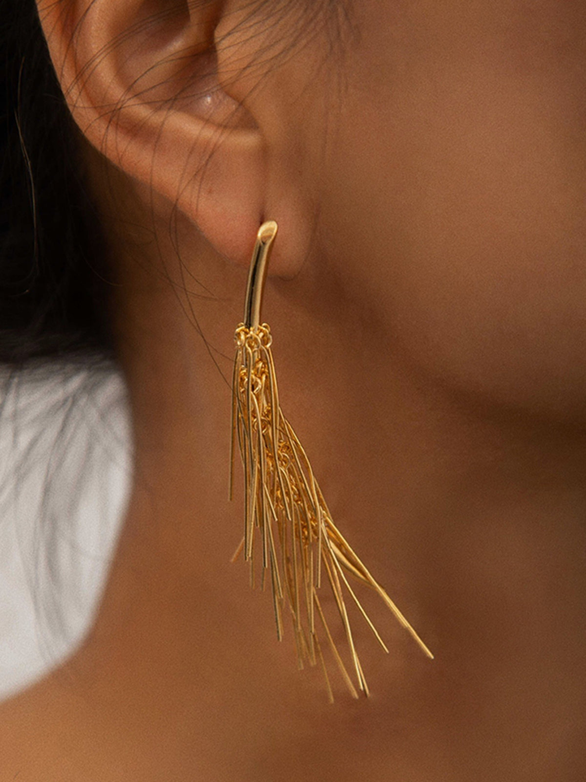 Elegant Gold Paintbrush Earrings