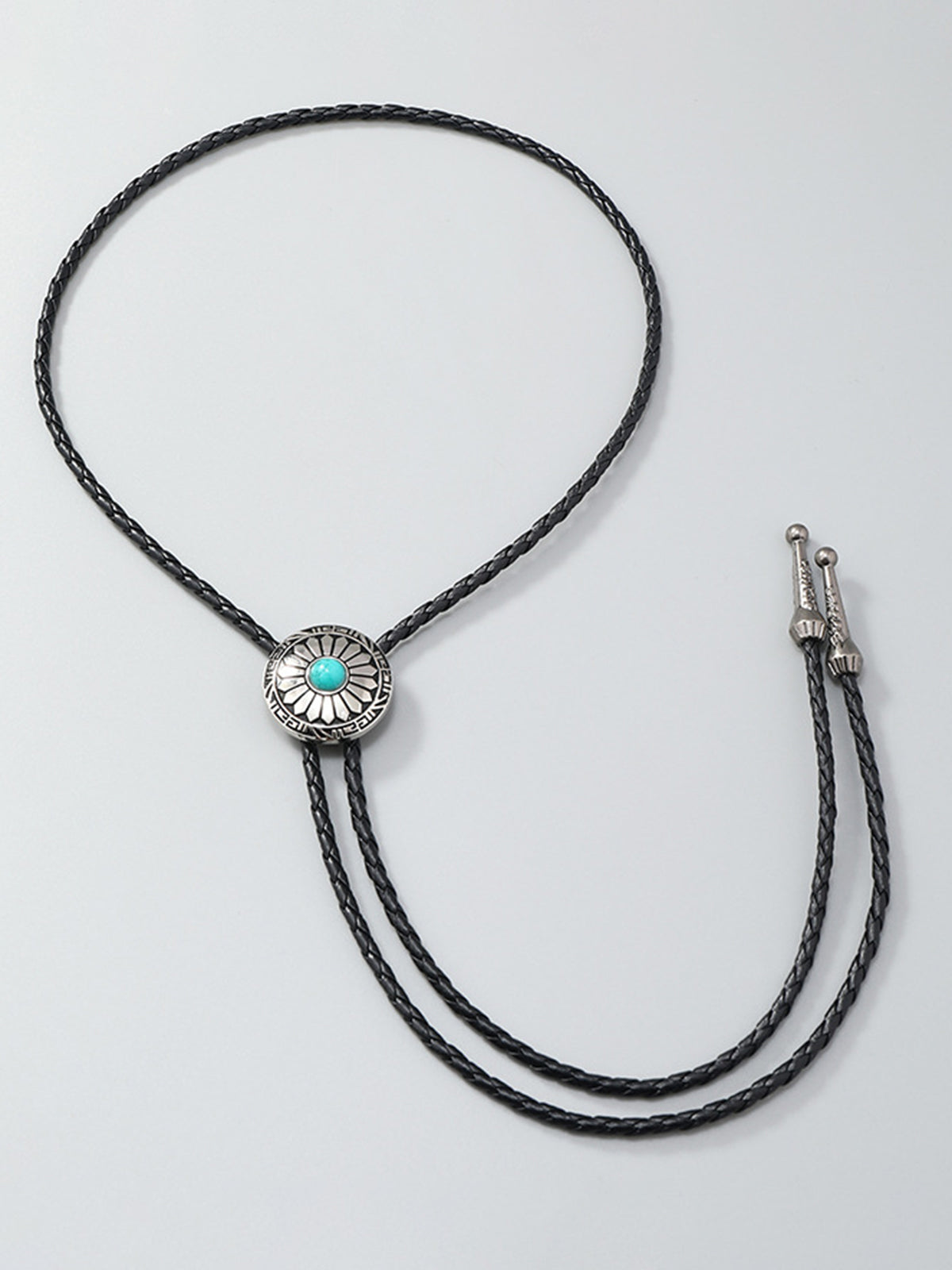 Vintage necklace with fleur-de-lis pendant in refined turquoise