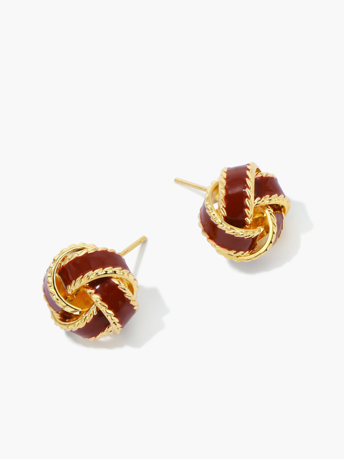 Vintage Glazed Knotted Hoop Stud Earrings
