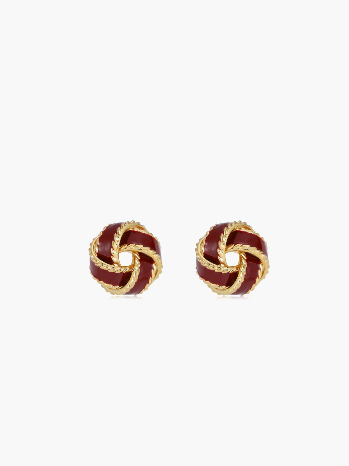 Vintage Glazed Knotted Hoop Stud Earrings
