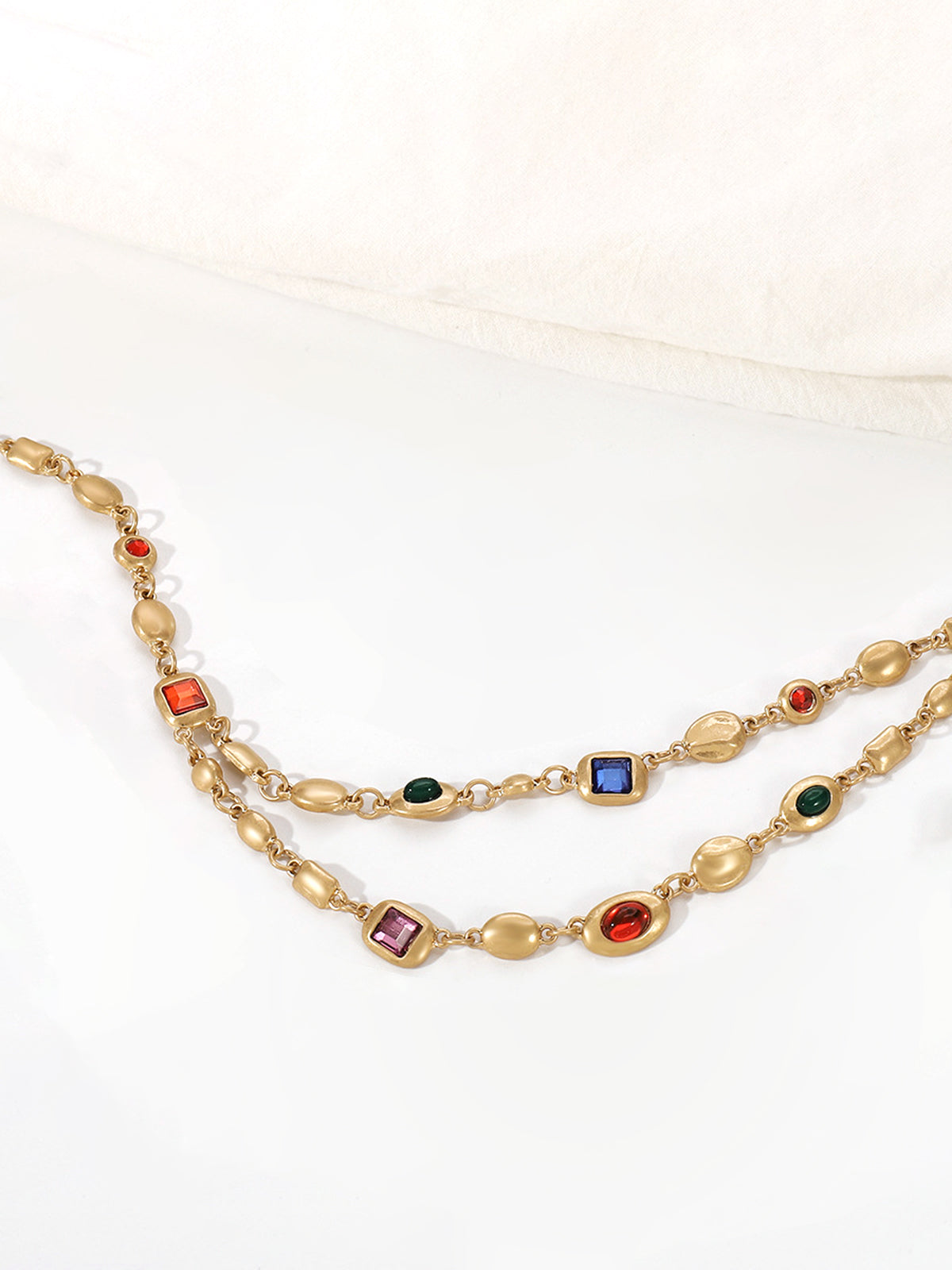 Beaded Necklace with Colored Pearls in Double Row - Elegant and Unique Style