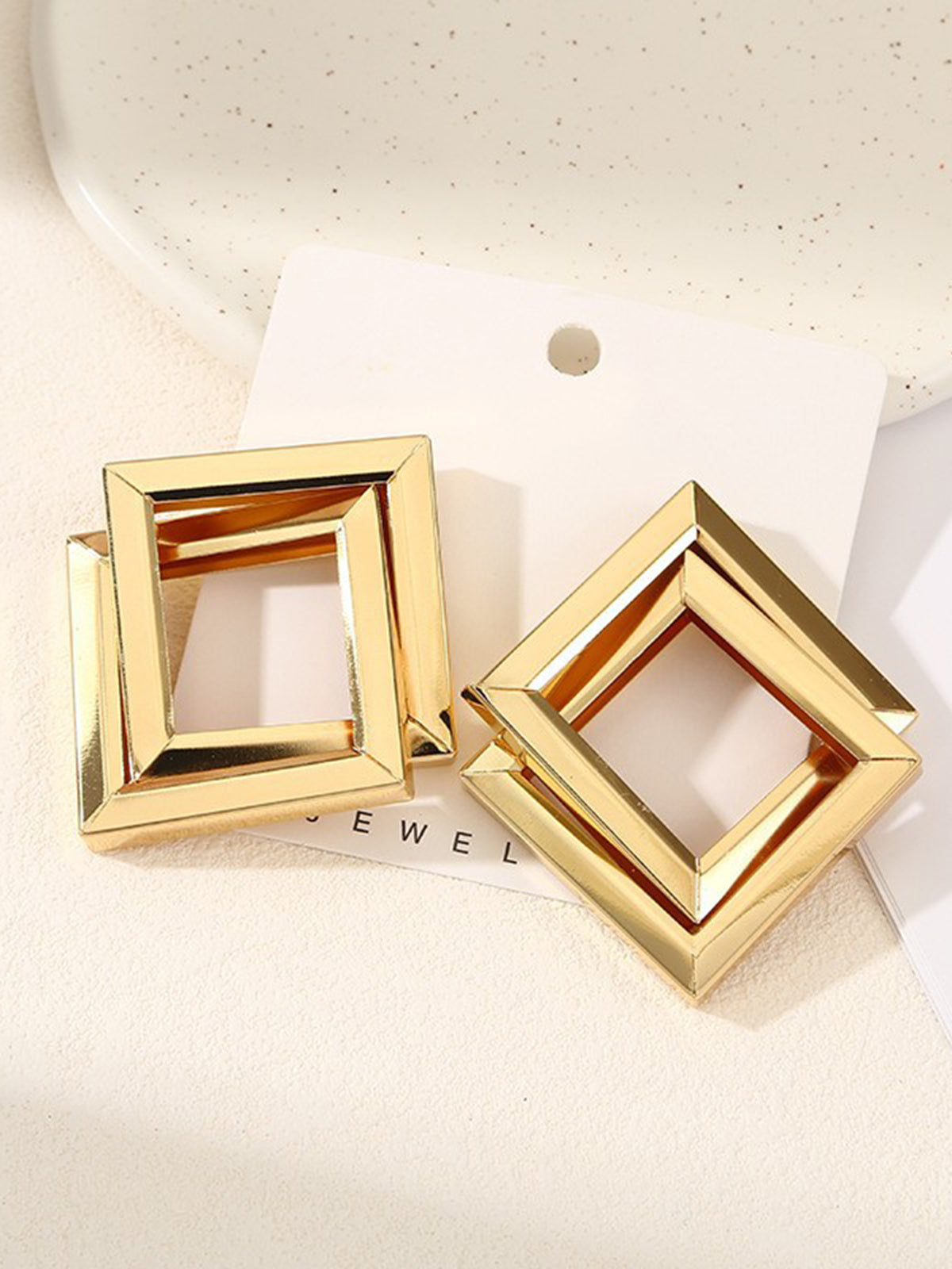 Metal Cross Square-Shaped Earrings