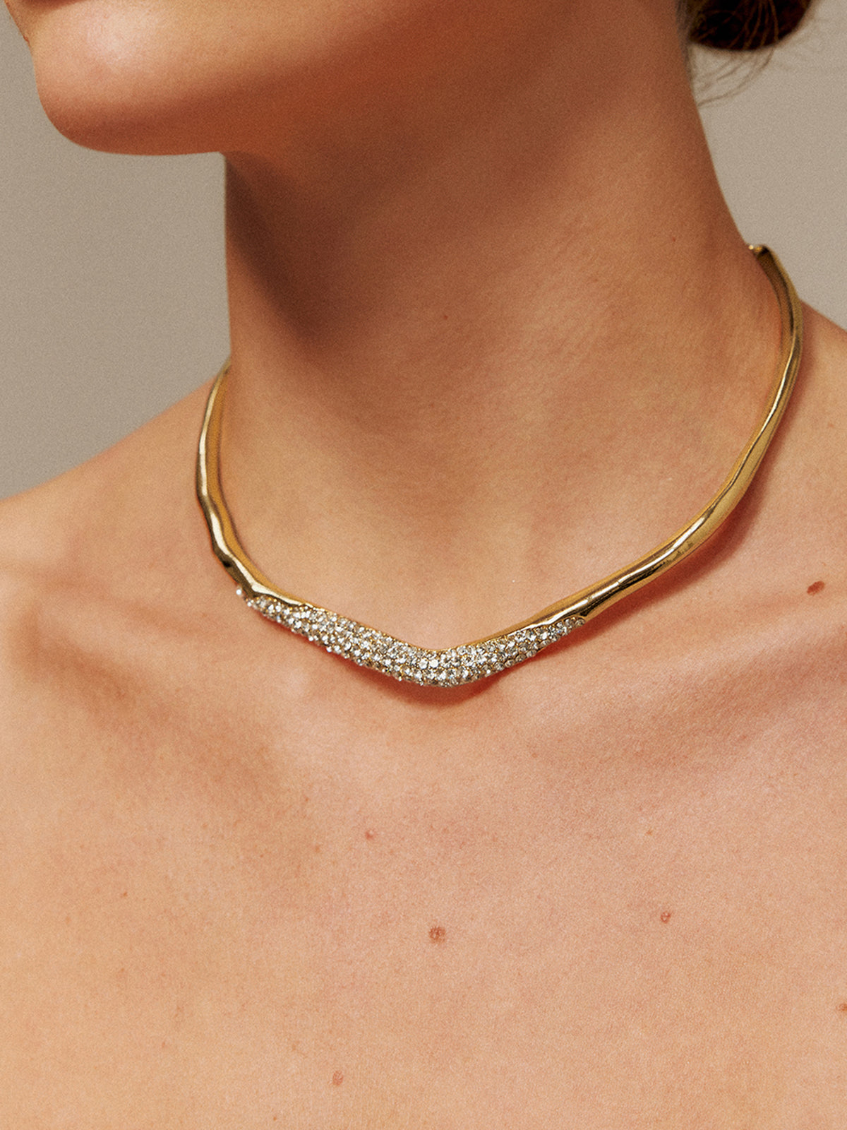 Irregular Zircon Choker Necklace