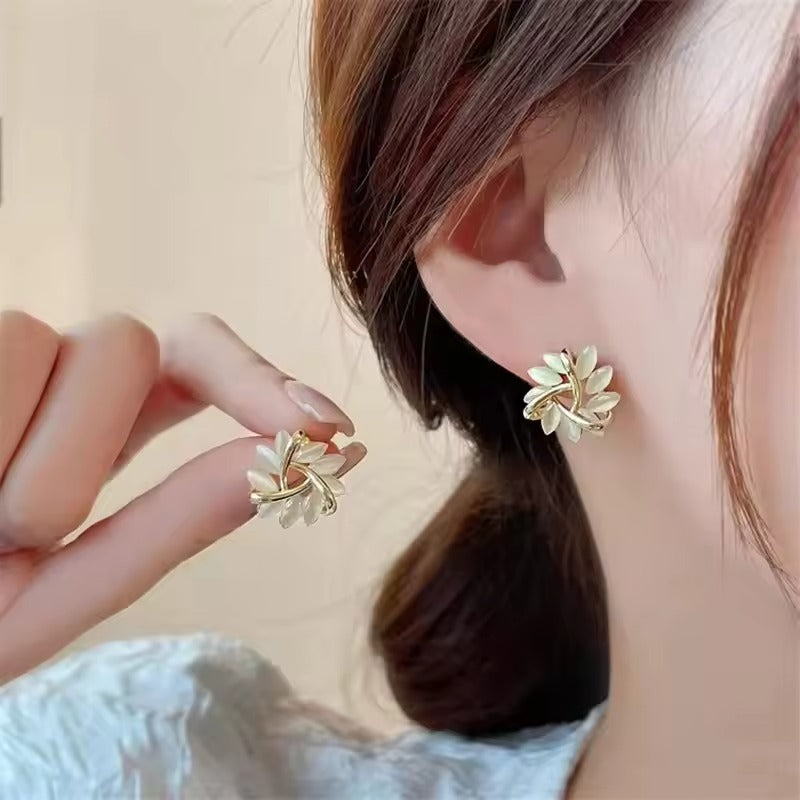 Elegant Bloom Stud Earrings with Jasmine Theme Closure