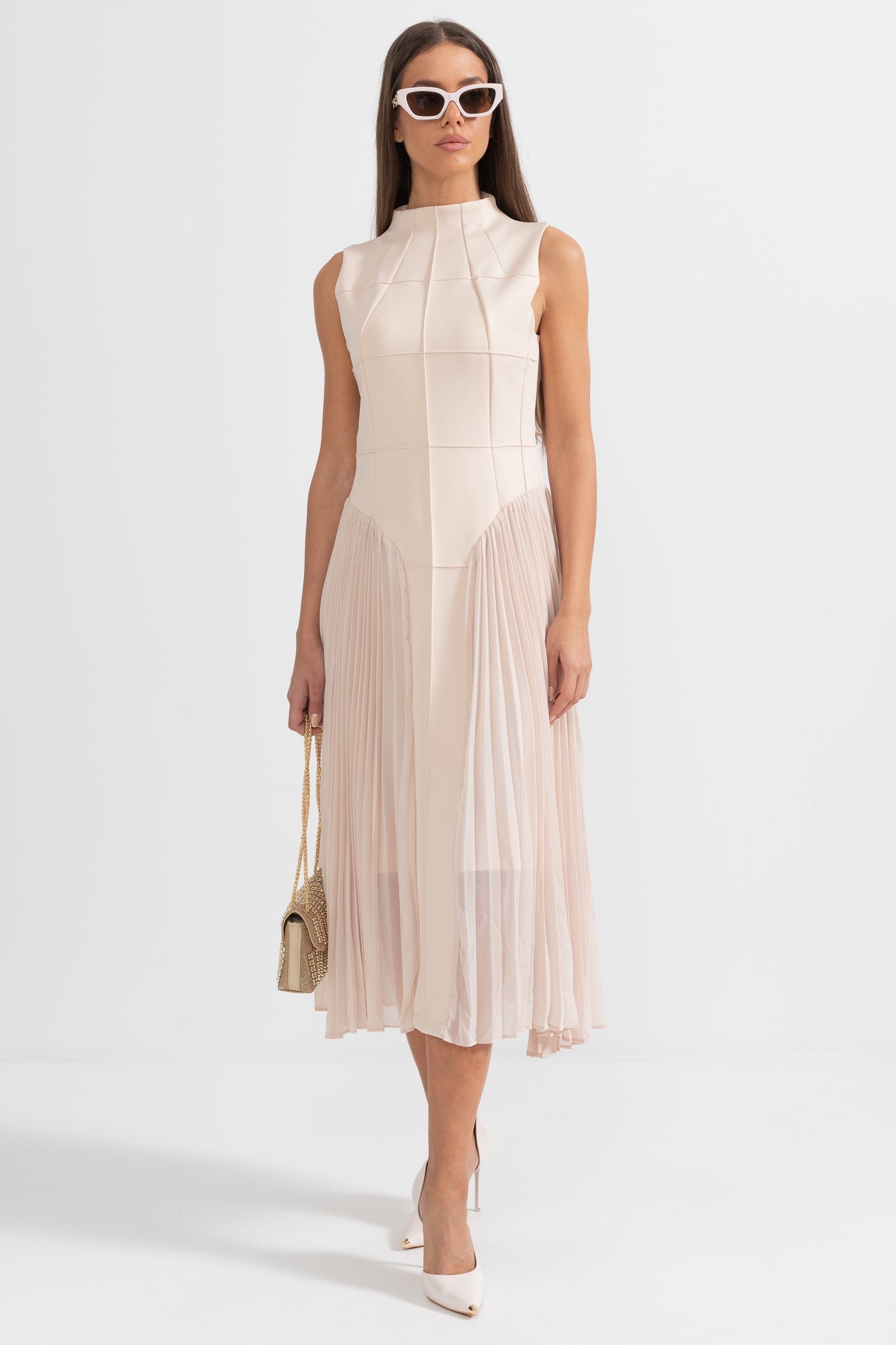 Nadine Nude Sleeveless Knit Midi Dress