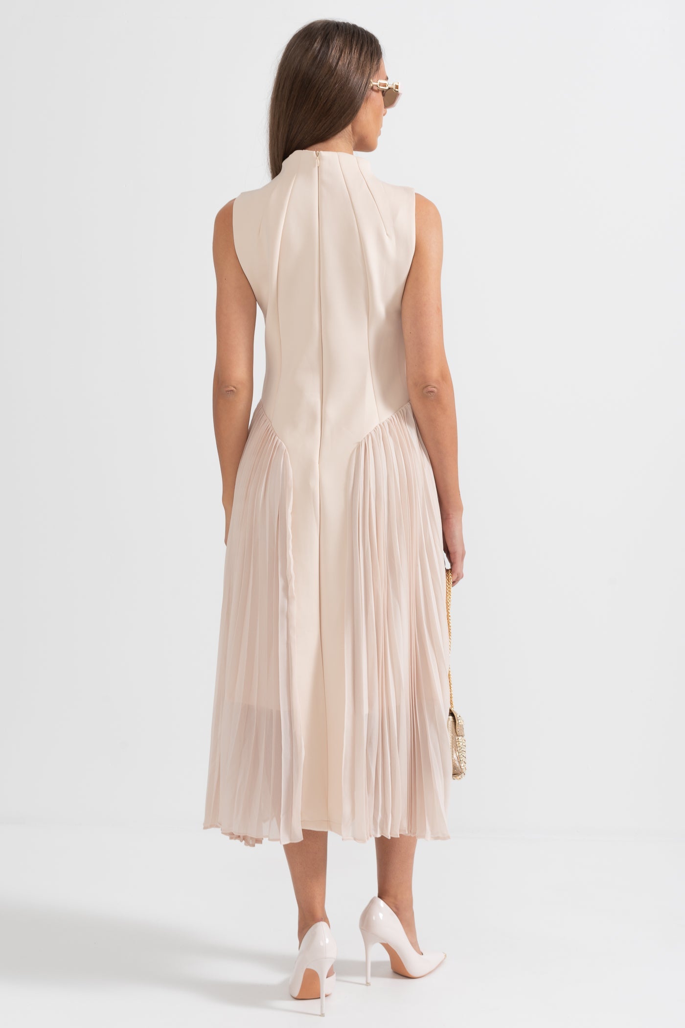Nadine Nude Sleeveless Knit Midi Dress