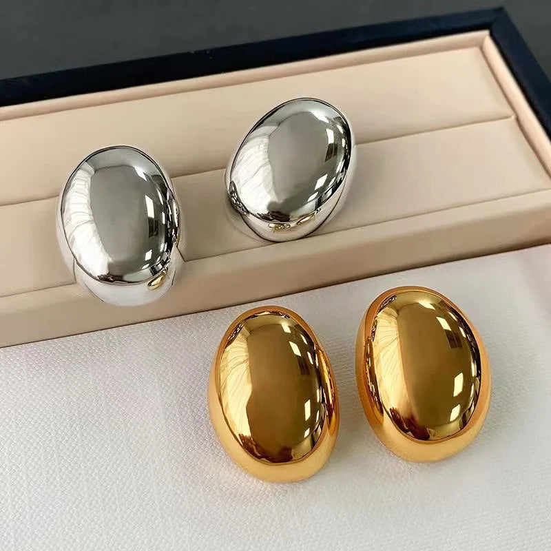 Oval Earrings with Gold, Rhodium, and Silver Plated Finish
