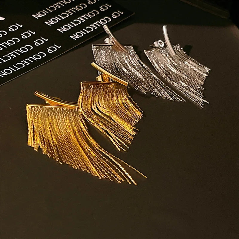 Cluster Earrings with Hanging Threads