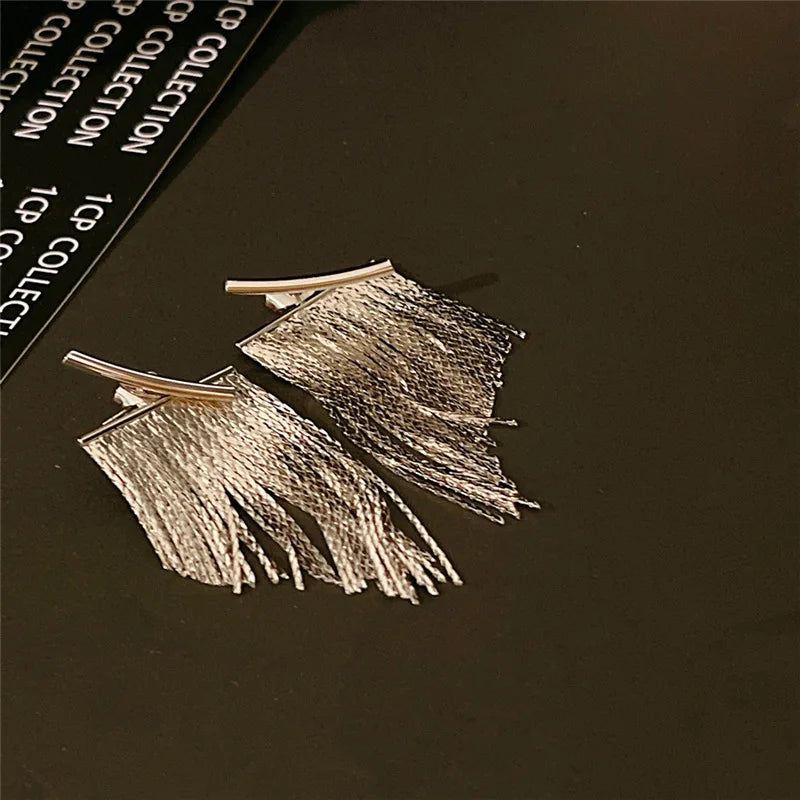 Cluster Earrings with Hanging Threads