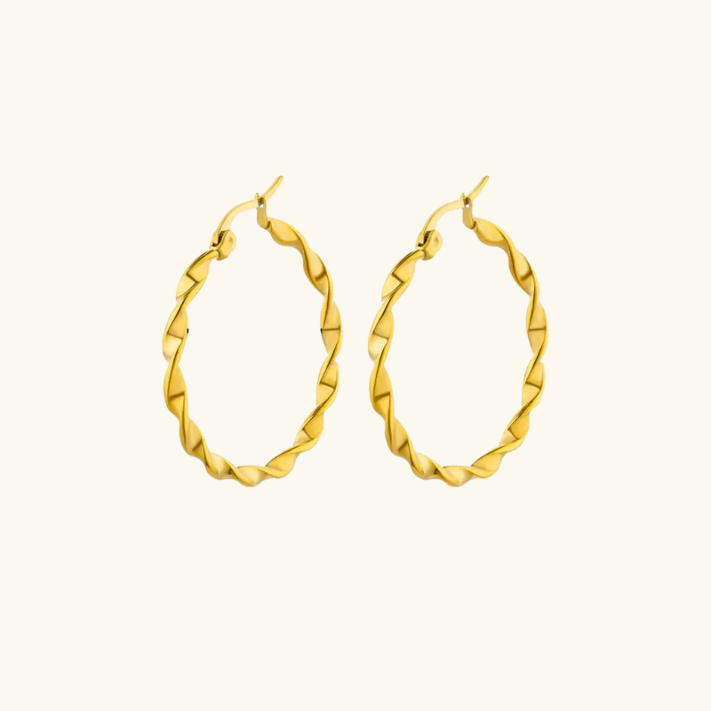 Elegant Twisted Gold Hoop Earrings - Kelly for a Chic Look