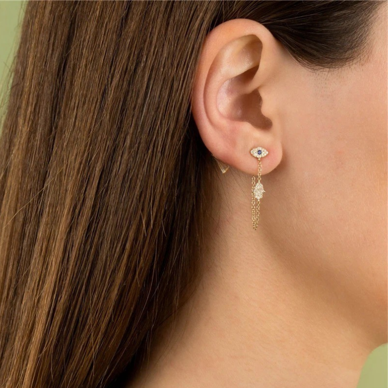 Deanna Eye Hamsa Hand Palm Bedel Earrings