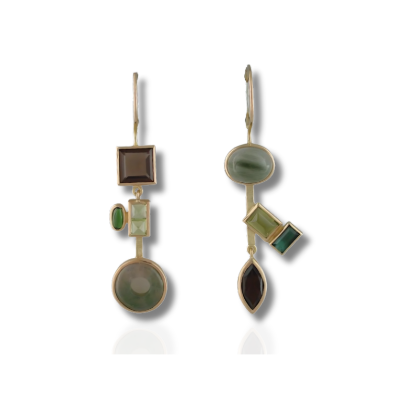 Elegant Drop Earrings with Vibrant Colorful Stones - Ire