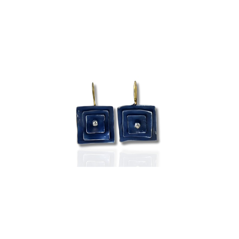 Elegant Blue Vintage Square Earrings - Seduction