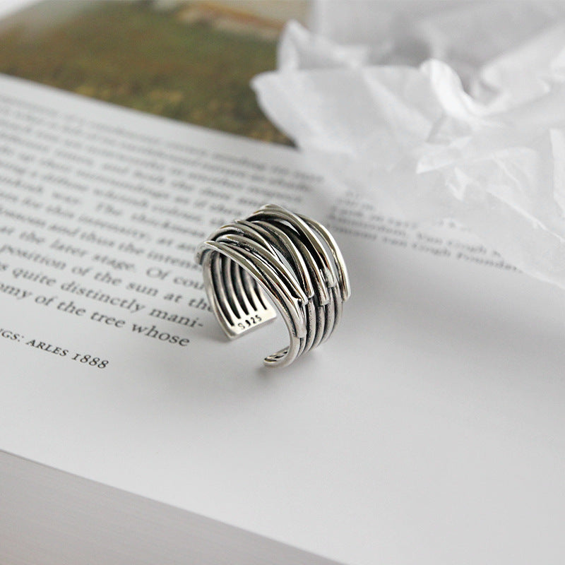 Immerse Yourself in Style with the Adjustable Multi-Layer Sterling Silver 925 Ring
