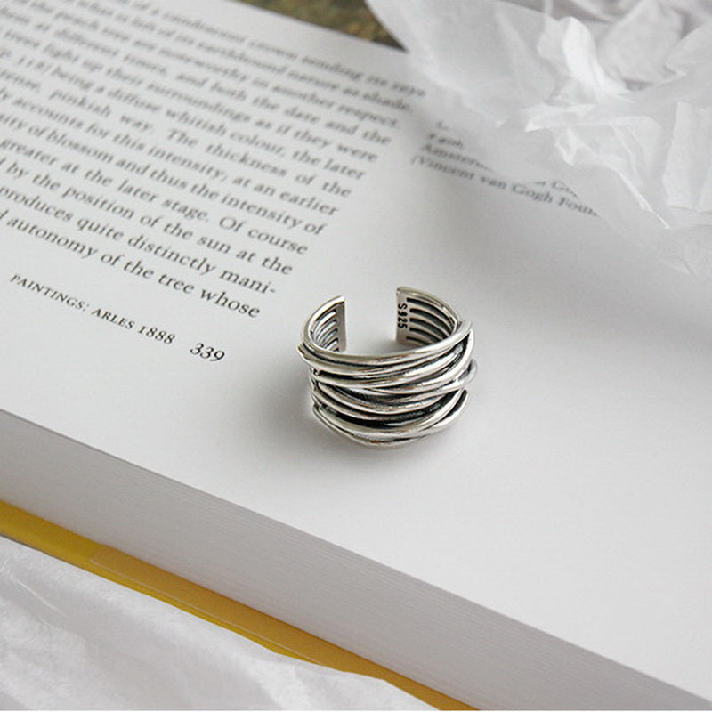 Immerse Yourself in Style with the Adjustable Multi-Layer Sterling Silver 925 Ring