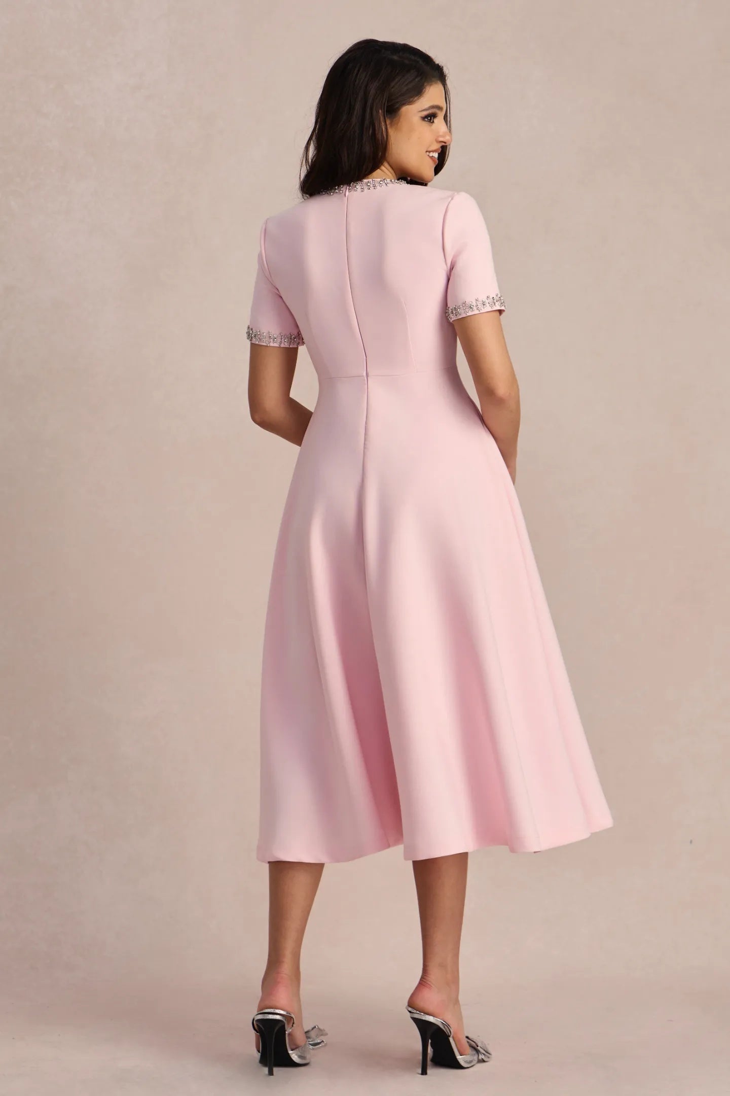Zoe Bowknot Crystal Embellished Midi Dress