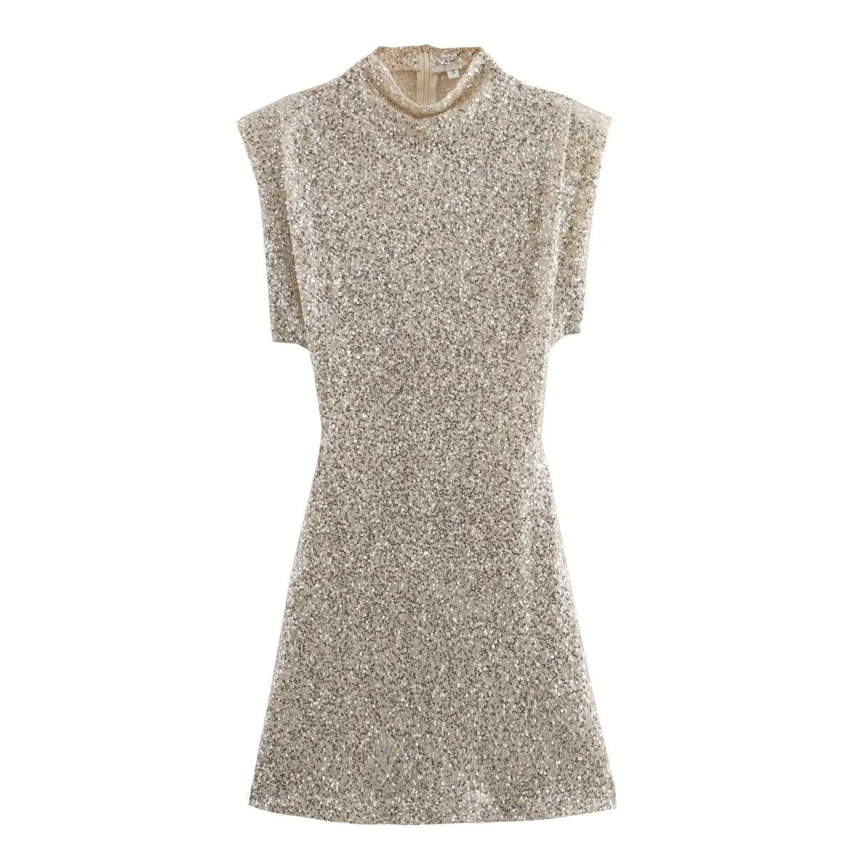 Women's sequined mini dress - glamorous one-shoulder evening fashion for parties