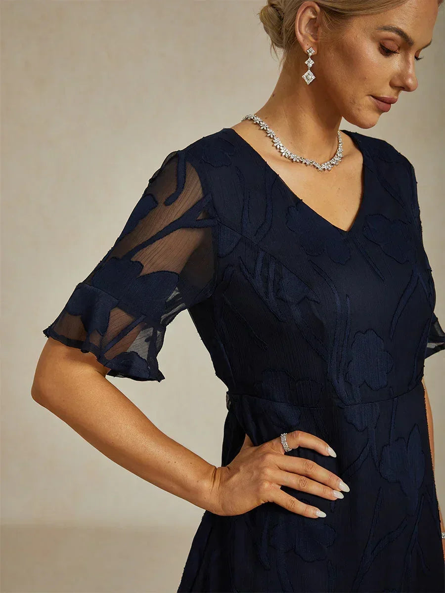 Ruffle Flutter Lace Maxi Dress