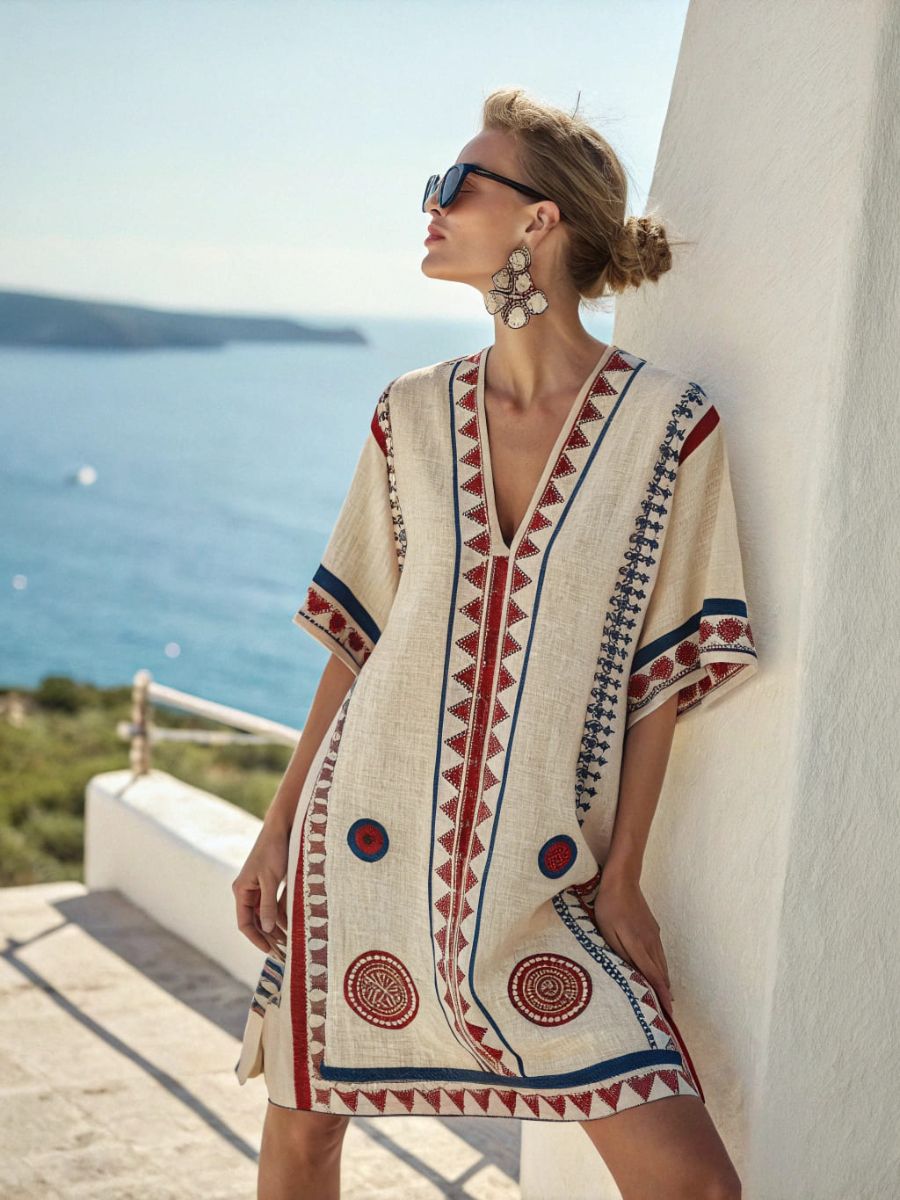 Loose Tribal Linen Dress