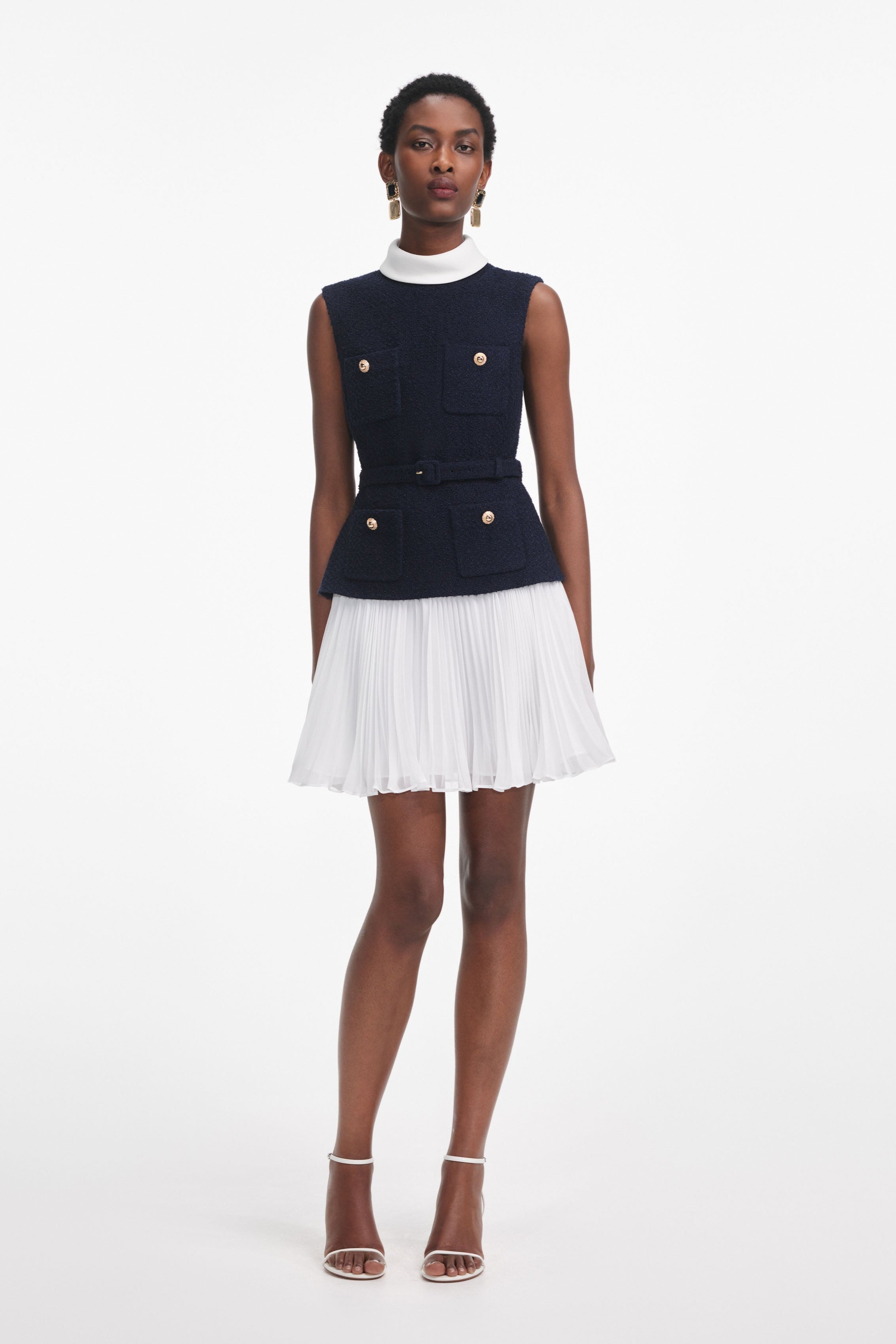 Navila Knit and Chiffon Mini Dress