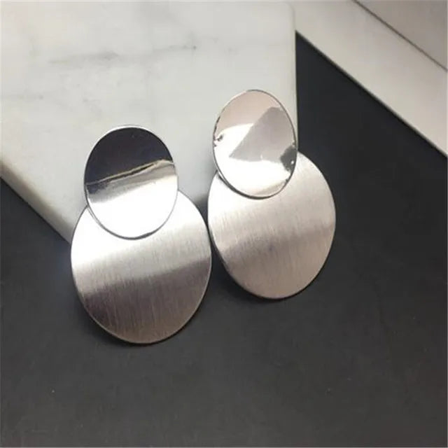 Flat Disc Hoop Earrings with Mirror Finish