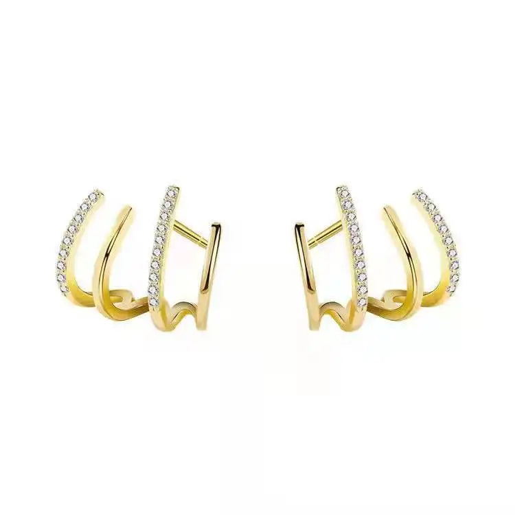 Gold Spiral Earrings with Zirconia – Luxury Statement Earrings for Women