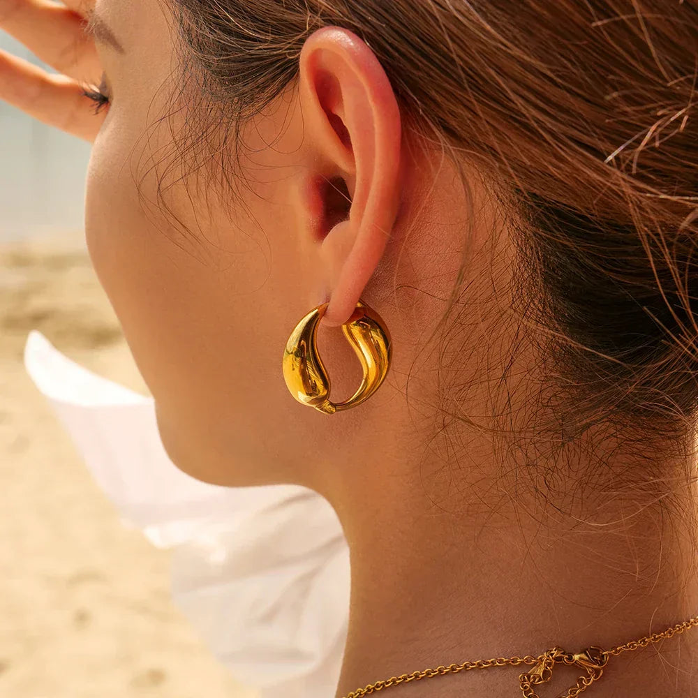 Golden Golf Hoops Earrings