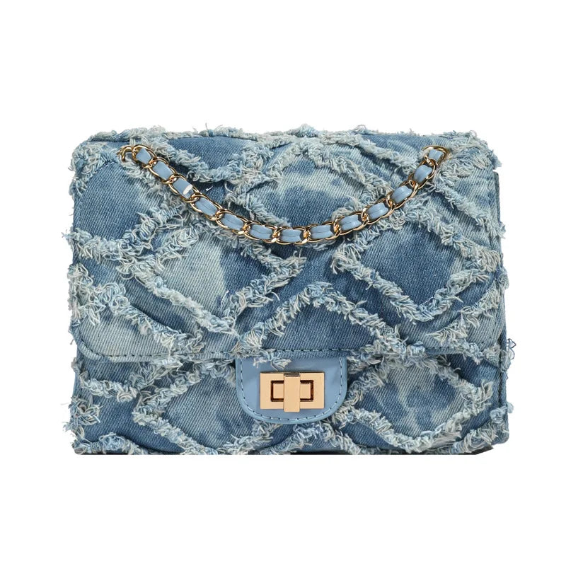Eleni Quilted Denim Bag