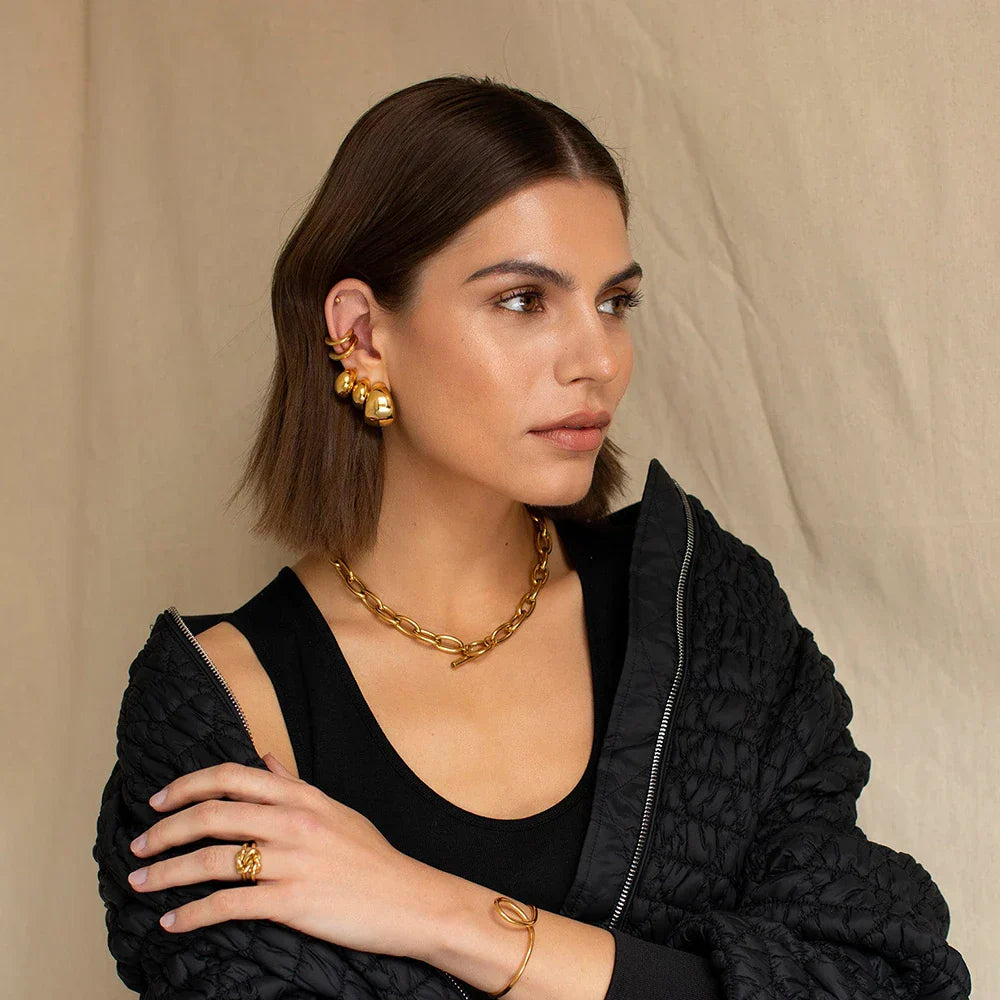 Stylish Elodie Clip-On Earrings in Elegant Gold